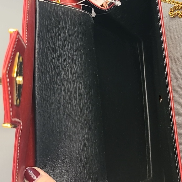 DIOR VINTAGE 2000'S STUNNING RED CALFSKIN LEATHER 3-WAY BAG CONTRAST STITCH/GOLD - Picture 11 of 17